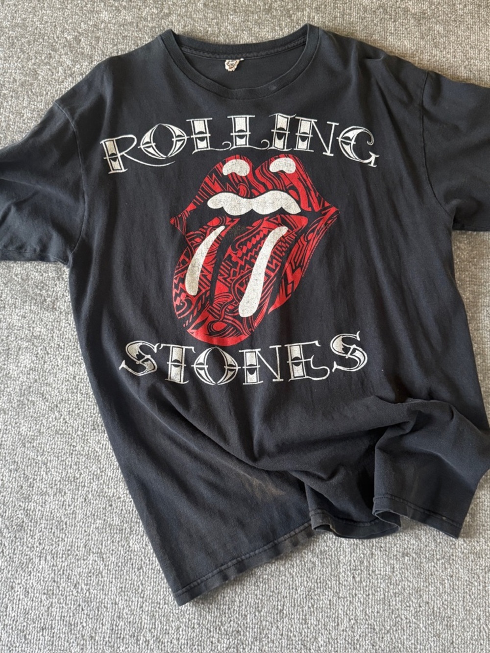 Vintage The Rolling Stones Black Delta Graphic Tee with Red Tongue Men's Large